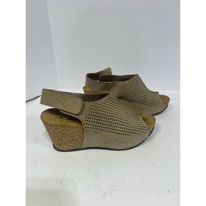 Mila Paoli Wedge Heels Beige Neutral Cork Suede Upper Size 10M